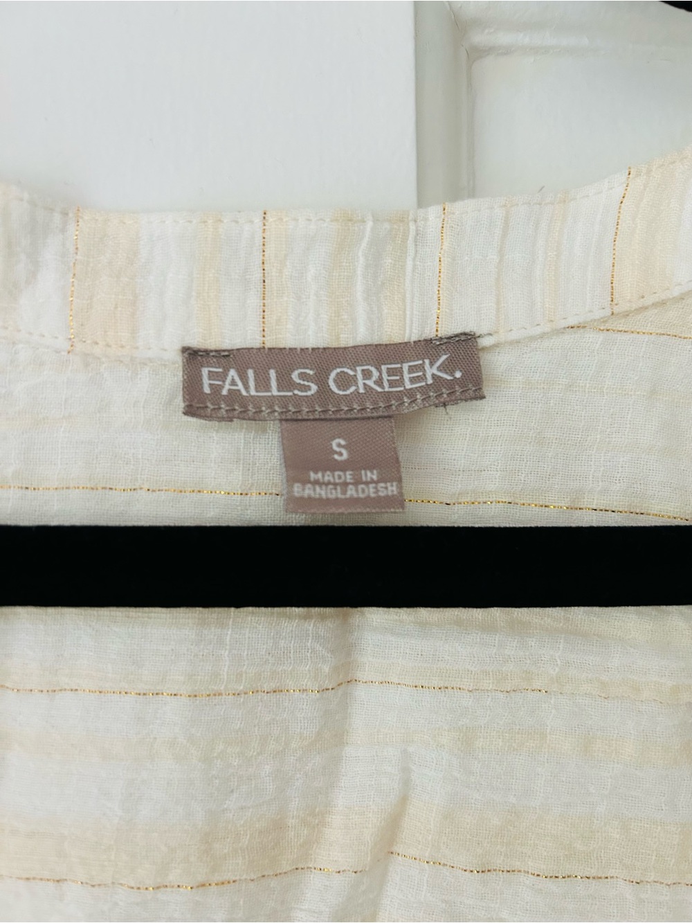 Falls Creek Soft Cream and Gold Button-Front Peasant Blouse - Picture 6 of 7